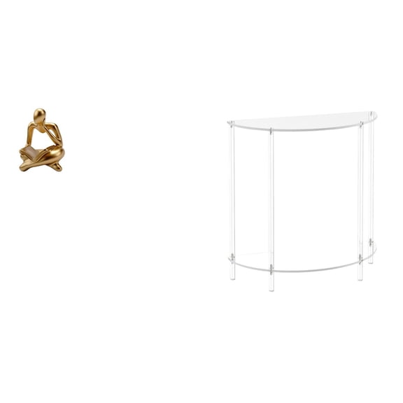 CoudarTitie Acrylic Abstract Thinker Statue Tabletop Decoration for Living Room Shelf Office Bookshelf and Two Tier Skinny Nightstand End Table Decor