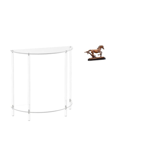 CoudarTitie Acrylic Accent Table with Horse Sculpture Figurine Artwork Collectible Art Ornament for Living Room Bathroom Home Decor Bookcase
