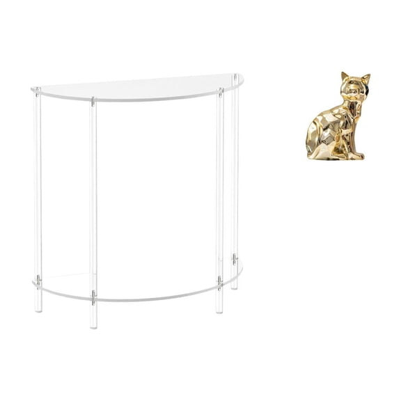 CoudarTitie Acrylic Cat Side Table with Animal Sculpture Accent Two Tier End Table Nightstand Decorative Figurine for Home Living Room Decor