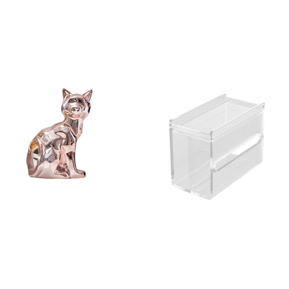 CoudarTitie Acrylic Cat Statue Decorative Figurine Animal Sculpture Art Craft Ornament Modern Paper Towel Dispenser Wall Mounted Tissue Holder