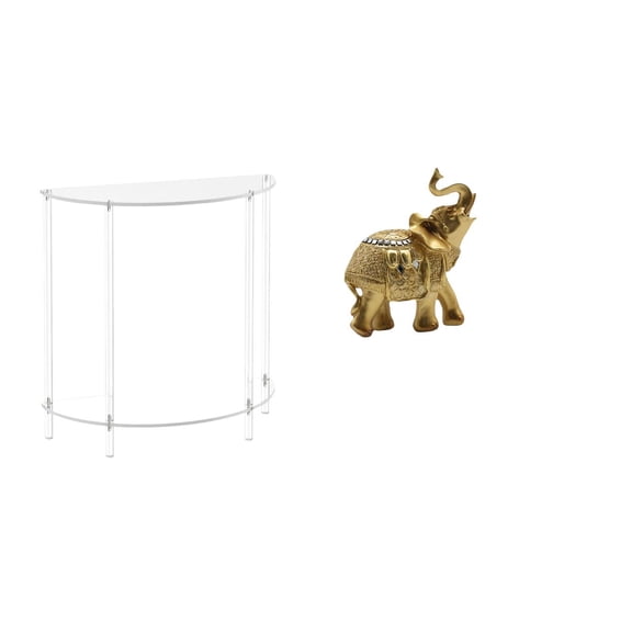 CoudarTitie Acrylic Elephant Side Table with Resin Art Crafts Animal Sculpture Decorative Figurine for Small Space Bathroom Living Room Decor