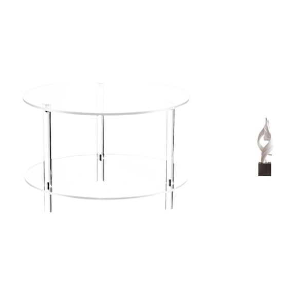 CoudarTitie Acrylic End Table with Abstract Art Resin Statue Compact Nightstand for Living Room Bedroom Office Coffee Table Home Decoration