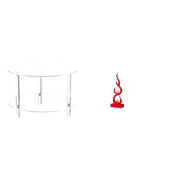 CoudarTitie Acrylic Flame Side Table with Abstract Fire Resin Sculpture Compact Nightstand for Living Room Bedroom Patio Office Modern Home Decor