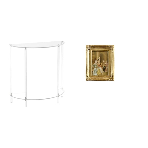 CoudarTitie Acrylic Resin Side Table with Photo Frame Display Two Tier Accent End Table and Glass Front Picture Holder for Home Decor
