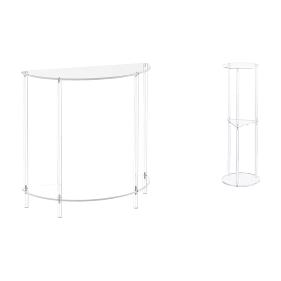 CoudarTitie Acrylic Side Table for Small Space with Two Tier Accent End Table Design Clear Acrylic Bedside Table for Bathroom Living Room Office Balcony Decor Easy Assembly