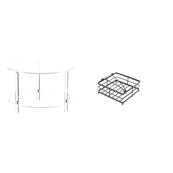 CoudarTitie Acrylic Side Table for Living Room with Napkin Holder Compact End Table for Kitchen Restaurant Bedside Furniture Easy Assembly Home Decor