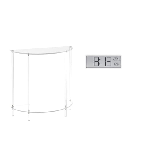 CoudarTitie Acrylic Side Table for Small Space with Digital Wall Clock Multipurpose Display Accent End Table for Living Room Bedroom Office Decor