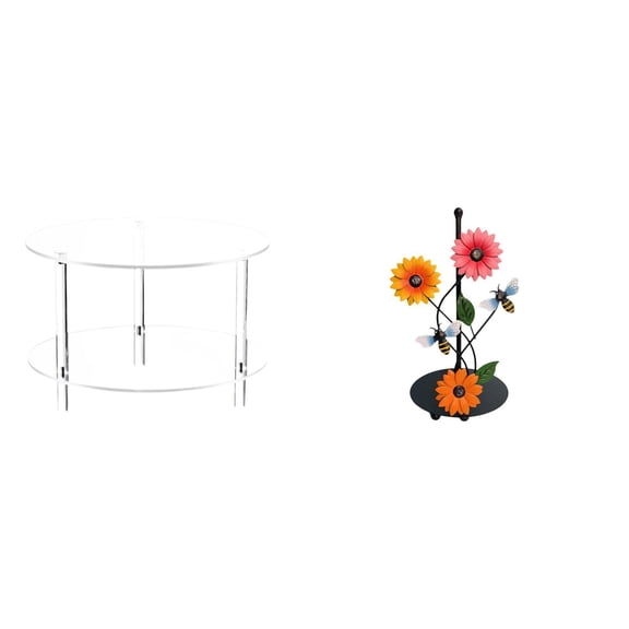 CoudarTitie Acrylic Sunflower Side Table with Paper Towel Holder Compact Nightstand for Living Room Bathroom Home Easy Assembly Non Slip Vertical Rack
