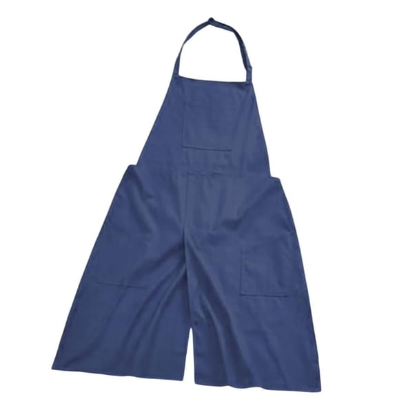 CoudarTitie Adjustable Split Leg Apron Canvas Material Comfortable Fashionable Art Apron for Blue