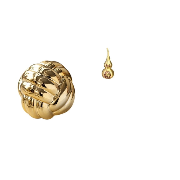 CoudarTitie Aesthetic Ceramic Yarn Ball Sculpture and Brass Gourd Feng Shui Ornament for Living Room Countertop Spring Festival Decor Multifunctional Centerpiece