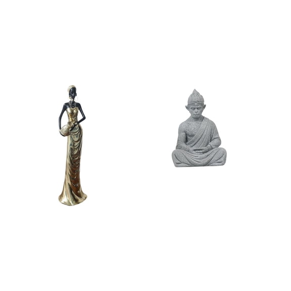 CoudarTitie African Tribal Lady Buddha Monkey Figurine Vintage Art Crafts Decorative Sculpture for Fireplace Cabinet Hotel Patio Backyard Home Decor