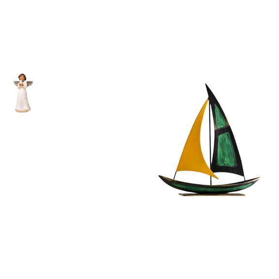 CoudarTitie Angel Resin Figurine Statue Decoration Sailboat Sculpture Iron Boat Figurine Collectible Display Handcrafted Suitable for Office Home Living Room