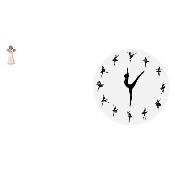 CoudarTitie Angel Resin Figurine Statue Praying Collectible Sculpture Wall Clock Ballerina Hanging Decor Made of Resin Suitable for Living Room Home Shelf Mantel