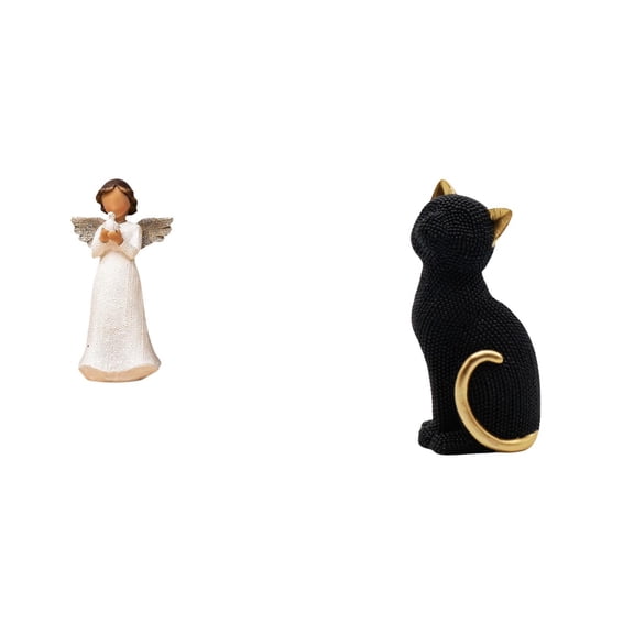 CoudarTitie Angel Resin Figurine Statue Praying Sculpture Cat Collectible Ornament Shelf Desktop Home Decoration Sturdy Resin Suitable for Living Room Office Book