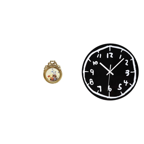 CoudarTitie Antique Acrylic Photo Frame Clock Vintage Picture Frame Ornament Round 3x3 inch Modern Silent Art European Desktop Wall Display for Wedding Kitchen Office Dining Room Gift Ideas