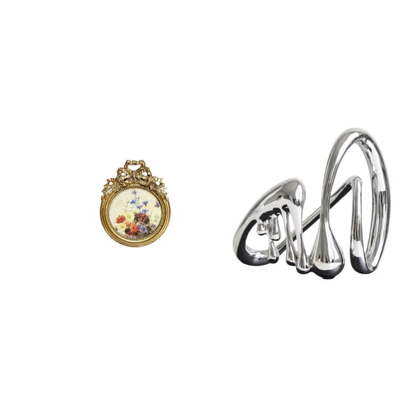 CoudarTitie Antique Art Frame Vintage Sculpture Picture Minimalist Round Ornate European Desktop Wall Display for Wedding Housewarming Gift Ideas Coffee Table Decor