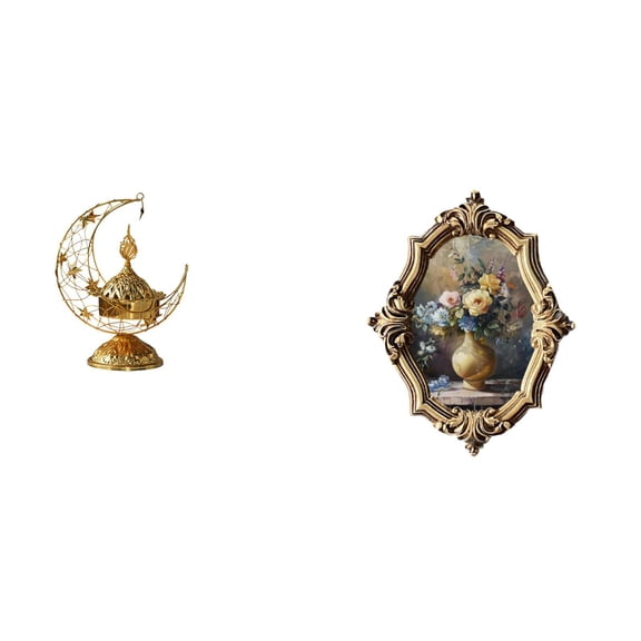 CoudarTitie Antique Candle Stand and Vintage Photo Frame Decorative Art Resin Crafts for Living Room Fireplace Office Bedroom Gallery Home