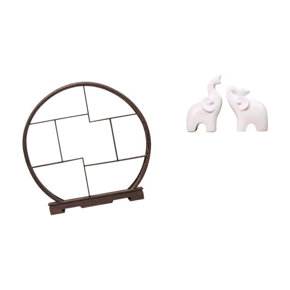 CoudarTitie Antique Elephant Display Stand Organizer Unique Tabletop Decoration Home Decor Storage Rack Animal Sculptures Figurines for Office Bedroom