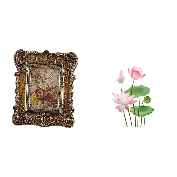 CoudarTitie Antique Floral Photo Frame and Retro Decorative Wall Art Sticker Set for Living Room Office Dorm Home Wedding Gift Decor