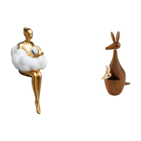 CoudarTitie Art Statue Figurine Abstract Sculpture Animal Figurine Crafts Women Statue Table Centerpiece Made of Resin Wood Suitable for Living Room Bedroom Offic