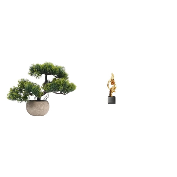CoudarTitie Artificial Bonsai Tree Greenery Collection Faux Plant Centerpieces Abstract Art Statue Decorative Resin Figurine House Office Coffee Table Decor