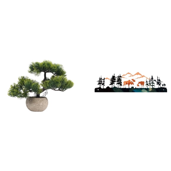 CoudarTitie Artificial Bonsai Tree Greenery Collection Faux Plant Centerpieces Deer Wall Decor Sculpture Hanging Garden Fence Outdoor Indoor Porch Decorative