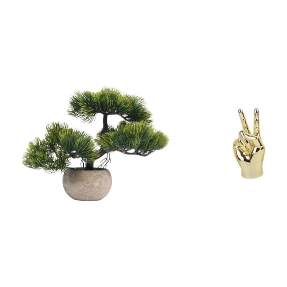CoudarTitie Artificial Bonsai Tree Greenery Collection Faux Plant Pot Table Centerpieces Hand Finger Gesture Desk Statues Sculpture Creative Home Living Room Cabinet Shelf Decoration
