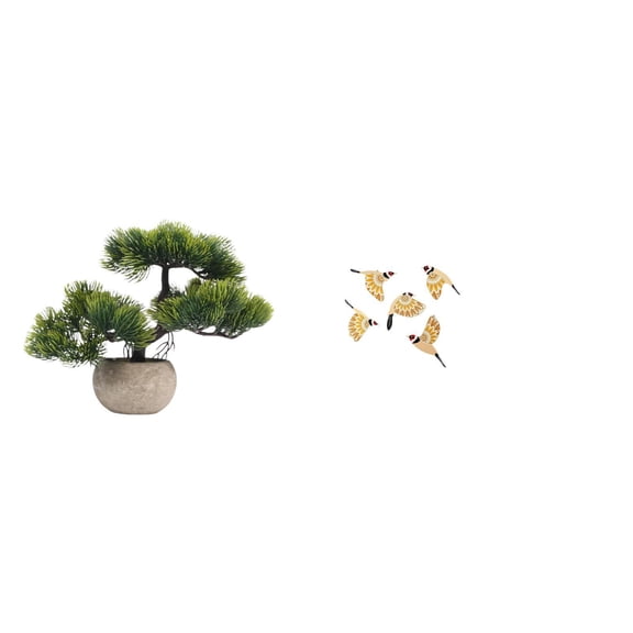 CoudarTitie Artificial Bonsai Tree Greenery Faux Plant Centerpieces Wooden Bird Wall Art Hanging Ornament Decorative Office Bedroom Indoor Versatile Collection