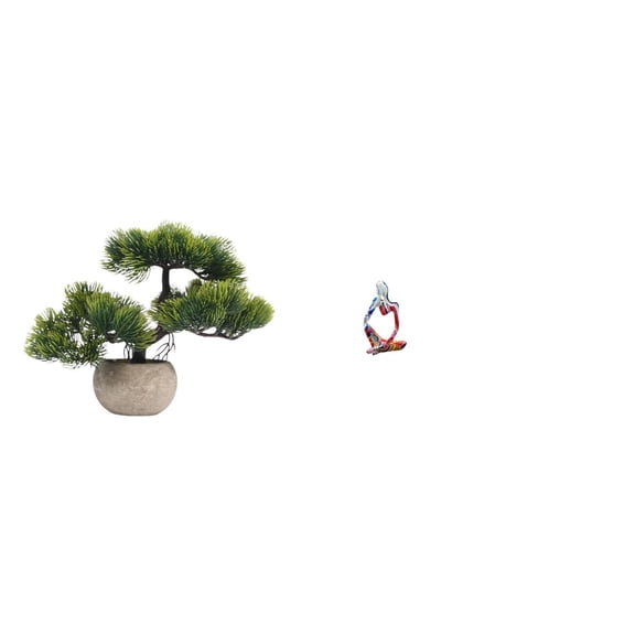 CoudarTitie Artificial Bonsai Tree Resin Statue Faux Plant Abstract Sculpture Greenery Ornament Collectible Desktop Figure for Table Centerpieces Bedroom Drawer Office Shop Bookshelf