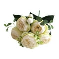 thumbnail image 1 of CoudarTitie Artificial Faux Rose Bouquet, Elegant 5 Flower Heads Artificial Roses for Indoor White Green, 1 of 9