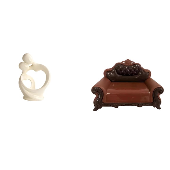CoudarTitie Artistic Resin Figurine Sculpture Collection for Home Desk Cabinet Decoration Anniversary Gift with Miniature Sofa Chair Model DIY Accessory Micro Landscape Room Furniture Decorations