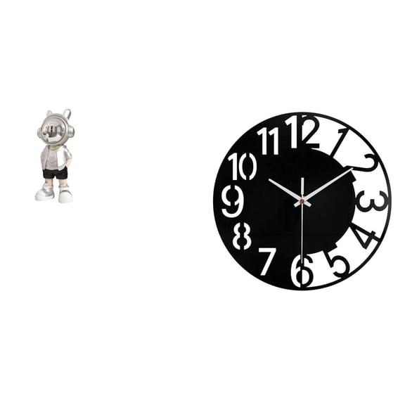 CoudarTitie Astronaut Acrylic Tabletop Wall Clock Modern Decorative Figurine Silent Easy Read Creative Ornament for Home Office Hotel Shelf Desk