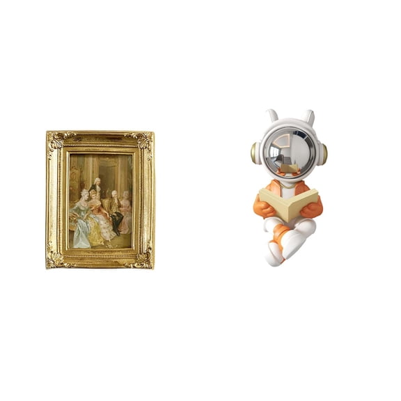 CoudarTitie Astronaut Resin Photo Frame Card Display Holder Poster Glass Front Picture Frame for Desktop Tabletop or Wall Display Bedroom Office Farmhouse Space Ornament Decorative Statue Cake