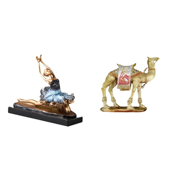 CoudarTitie Ballet Dancer Ornament Figure Ballerina Girls Statue Gift Desk Figurine for Fireplace Restaurant Decorating and Camel Figurine Desktop Ornament Resin Animal Sculpture for Entrance