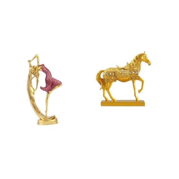 CoudarTitie Ballet Dancing Girl Horse Statue Ballerina Dancer Sculpture Animal Figurine Resin Art Engraved Sculpture for Home Office Bedroom Desk Decor Gift