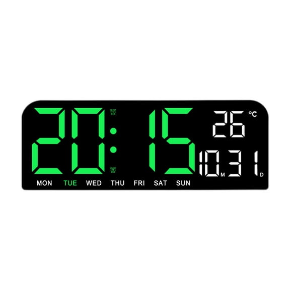 CoudarTitie Big LED Large Digital Clock Wall Mount Oversize LED Digital Clock with Date Week Green
