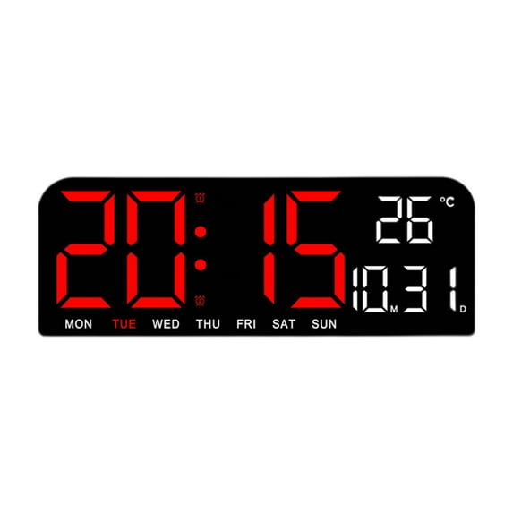 CoudarTitie Big LED Large Digital Clock Wall Mount Oversize LED Digital Clock with Date Week Red