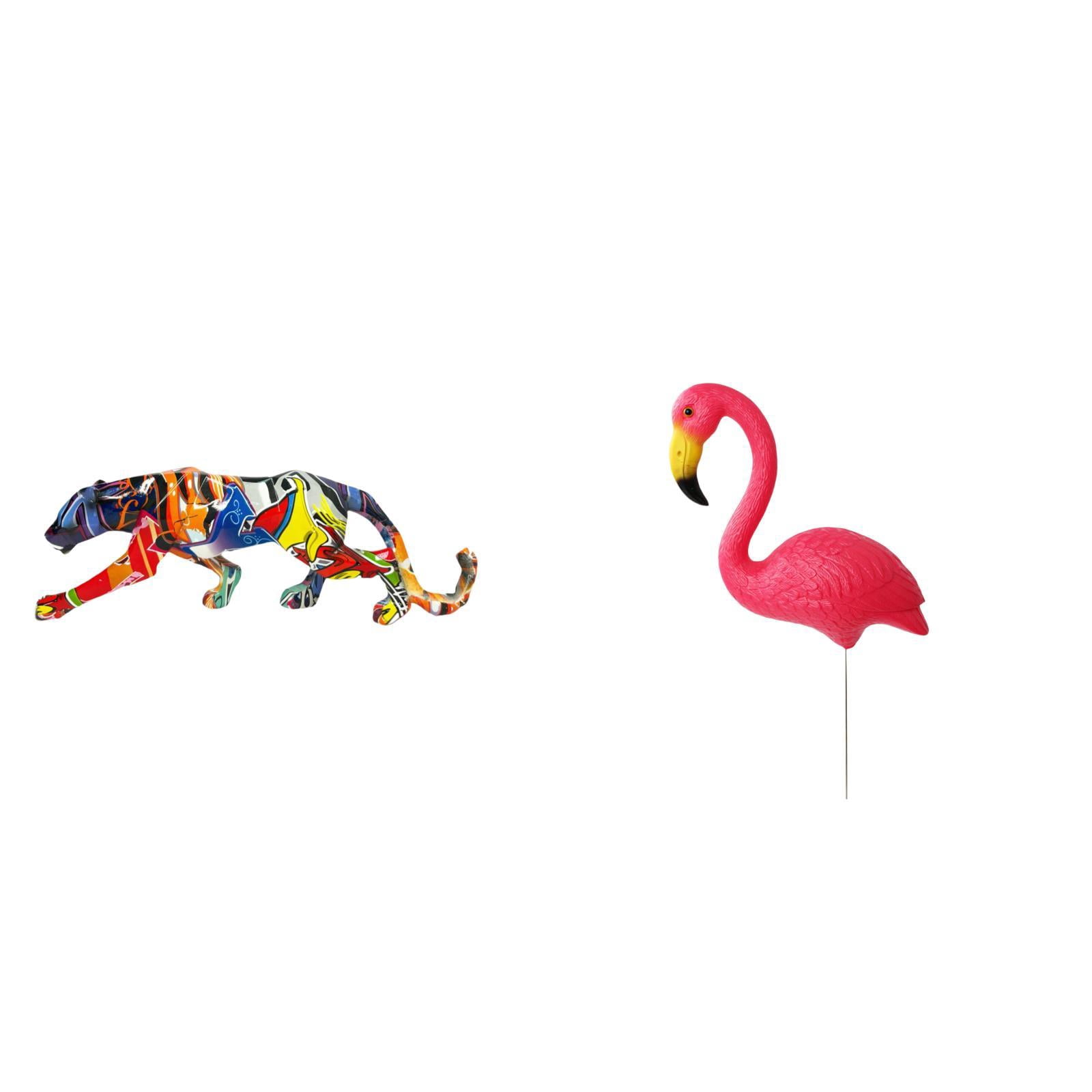 CoudarTitie Bird Statue Sculpture Animal Craft Figurine Walking Ornament for Decoration Bookshelf Indoor Home Shelf Yard Art Backyard Fairy Garden Accessories Flamingo Stake for Holiday Spring