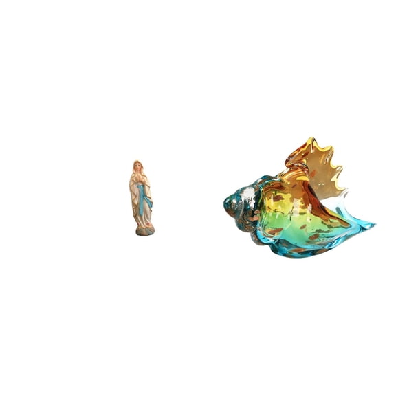 CoudarTitie Blessed Lady Glass Conch Sea Animal Art Decorative Resin Sculpture Figurine for Home Office Desk Entryway Room Bedside Tabletop Display
