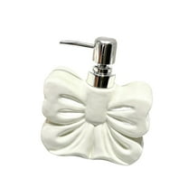 CoudarTitie Bow Shape Soap Dispenser Ceramic Hand Soap Bottle Decorative Cute Lotion Bottle with Pump for Lotion Shampoo Kitchen Bathroom White