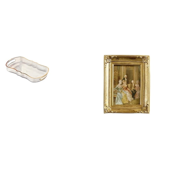 CoudarTitie Breakfast Vanity Tray for Cafe Cafeteria Fruit and Cosmetic Storage with Resin Glass Photo Frame Card Display Holder for Desktop Tabletop Wall Bedroom Office Farmhouse