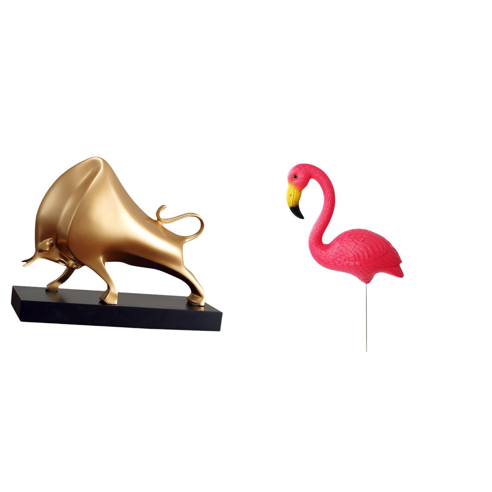 CoudarTitie Bull Sculpture Home Decor Tabletop Crafts Ox Abstract Statue Cattle Figurine Desk Living Room Bedroom Entrance Bird Figurine Yard Art Ornament Garden Accessories Flamingo Stake
