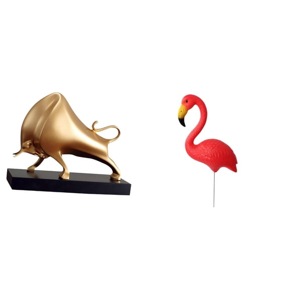 CoudarTitie Bull Sculpture Home Decor Tabletop Crafts Ox Abstract Statue Cattle Figurine Desk Living Room Bedroom Entrance Bird Figurine Yard Art Ornament Fairy Garden Accessories Flamingo
