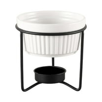 CoudarTitie Butter Warmer Ceramic Bowl,Cookware,Heater,Boiler,Chocolate Melting Pot Fondue Pot for Chocolate Dessert Fruit Party Supplies black