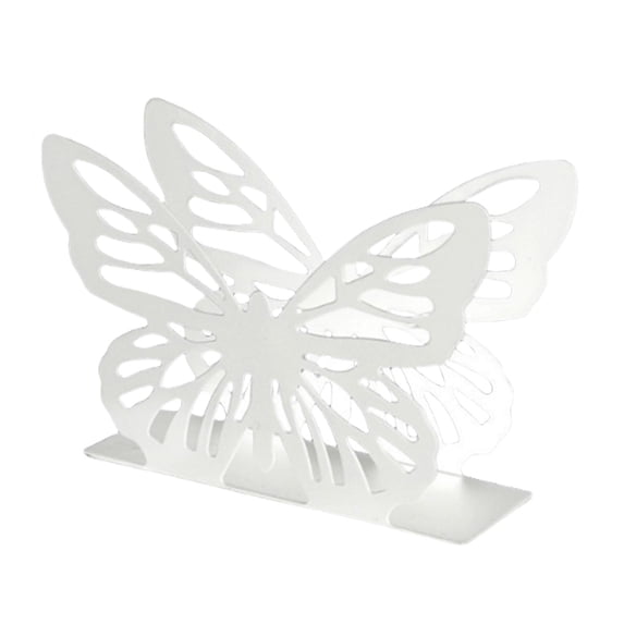 CoudarTitie Butterfly Napkin Holder Metal Freestanding Tissue Dispenser Stable Base Tabletop white