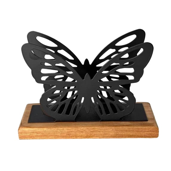 CoudarTitie Butterfly Napkin Holder for Table Countertop Organizer Freestanding Metal Tissue Black