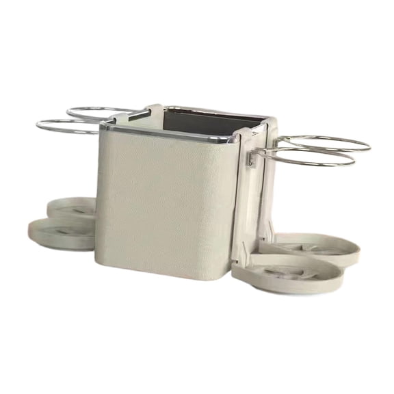 CoudarTitie Car Armrest Storage Box Car Center Console Organizer with 4 Foldable Cup Holders Beige