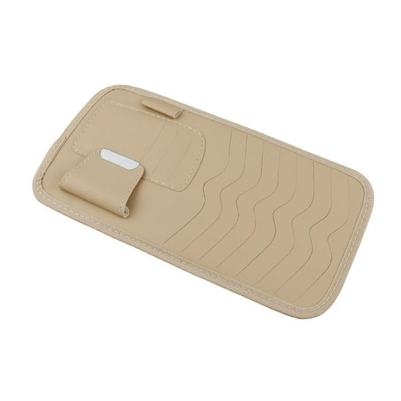 CoudarTitie Car Visor CD Case Organizer Large Capacity Easy to Clean with Multi Sleeves Wear Beige