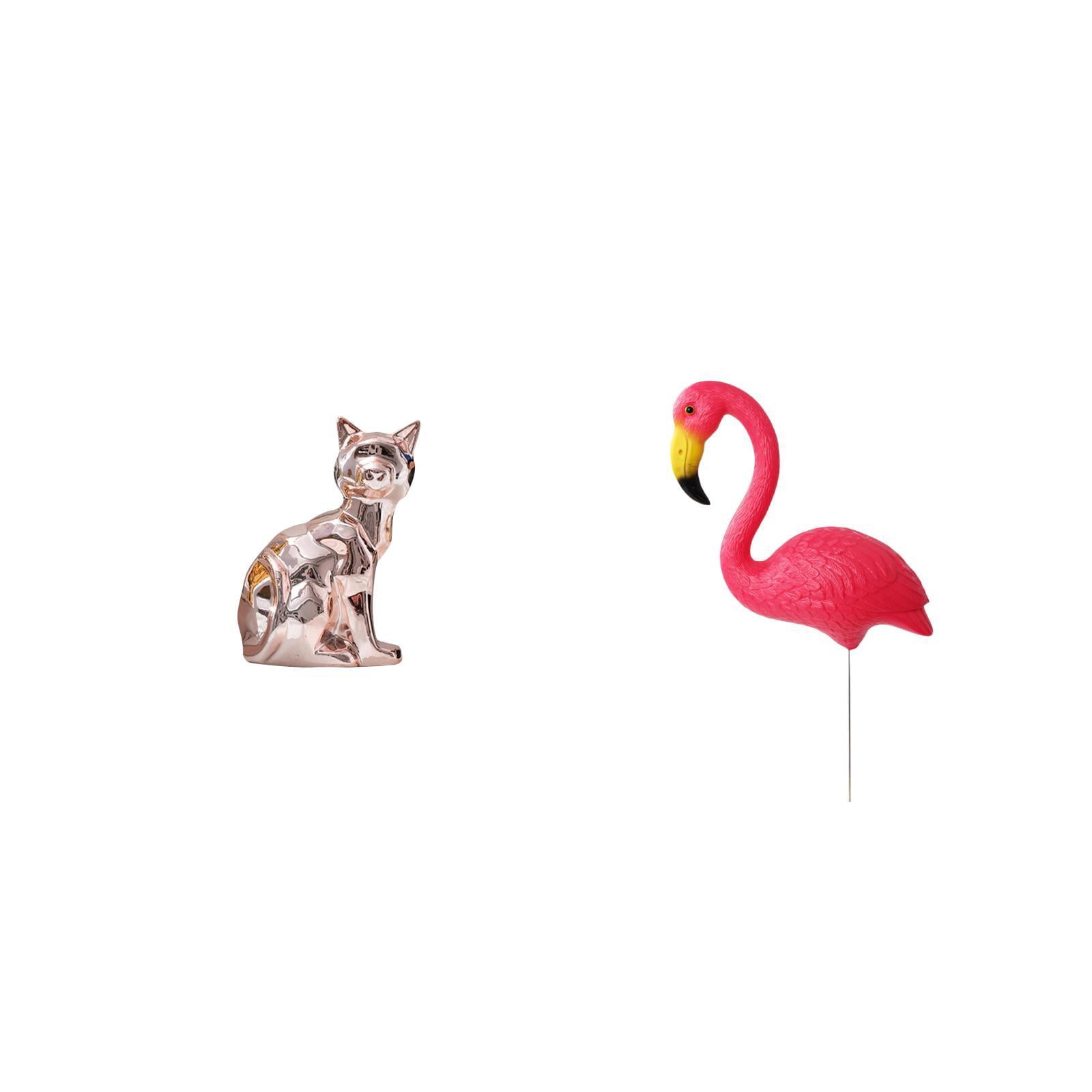 CoudarTitie Cat Bird Statue Decorative Figurine Animal Sculpture Art Craft Ornament for Fireplace Yard Art Ornament Backyard Fairy Garden Accessories Flamingo Garden Stake Sculpture for Holiday