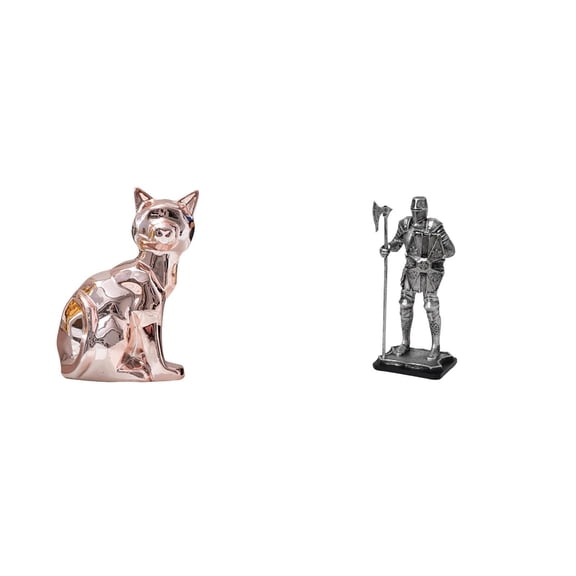 CoudarTitie Cat Knight Statue Decorative Figurine Animal Sculpture Art Craft Ornament for Fireplace Entryway Bedroom Home Decor Housewarming Gift